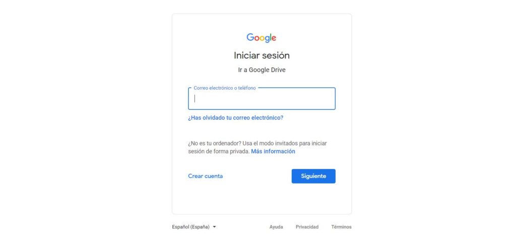 Inicio de sesión Google Docs