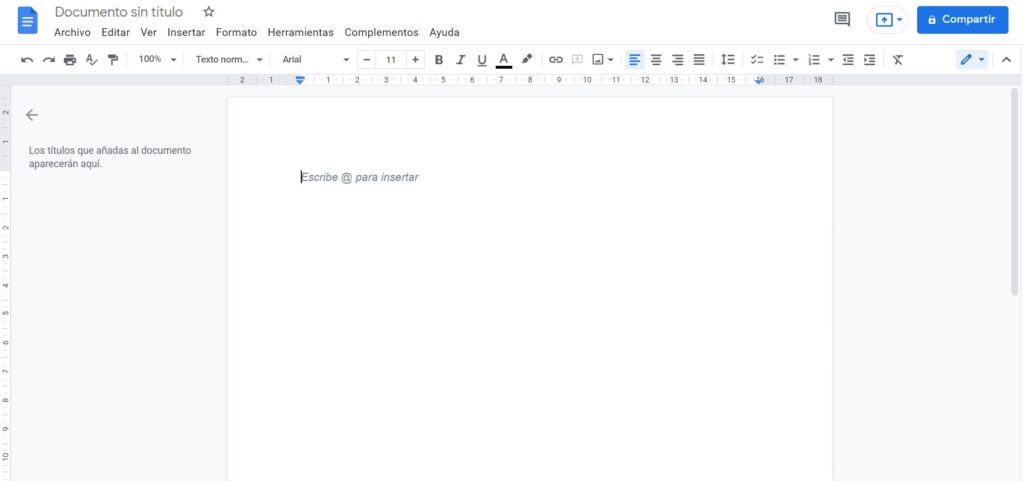 Editor de textos de Google Docs