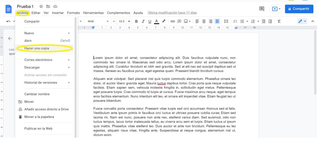 Cómo hacer una copia de un documento de Google Docs