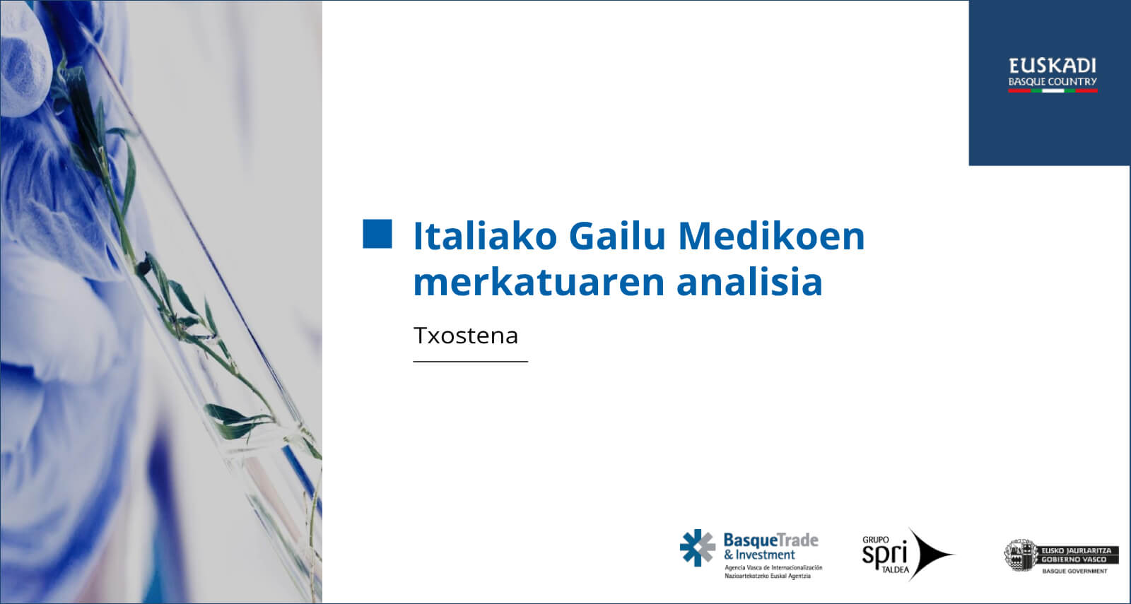 Italiako gailu medikoen merkatuaren azterketa txostenaren azal irudia.