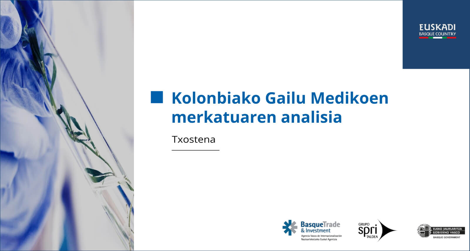 Kolonbako gailu medikoen merkatuaren azterketa txostenaren azal irudia.