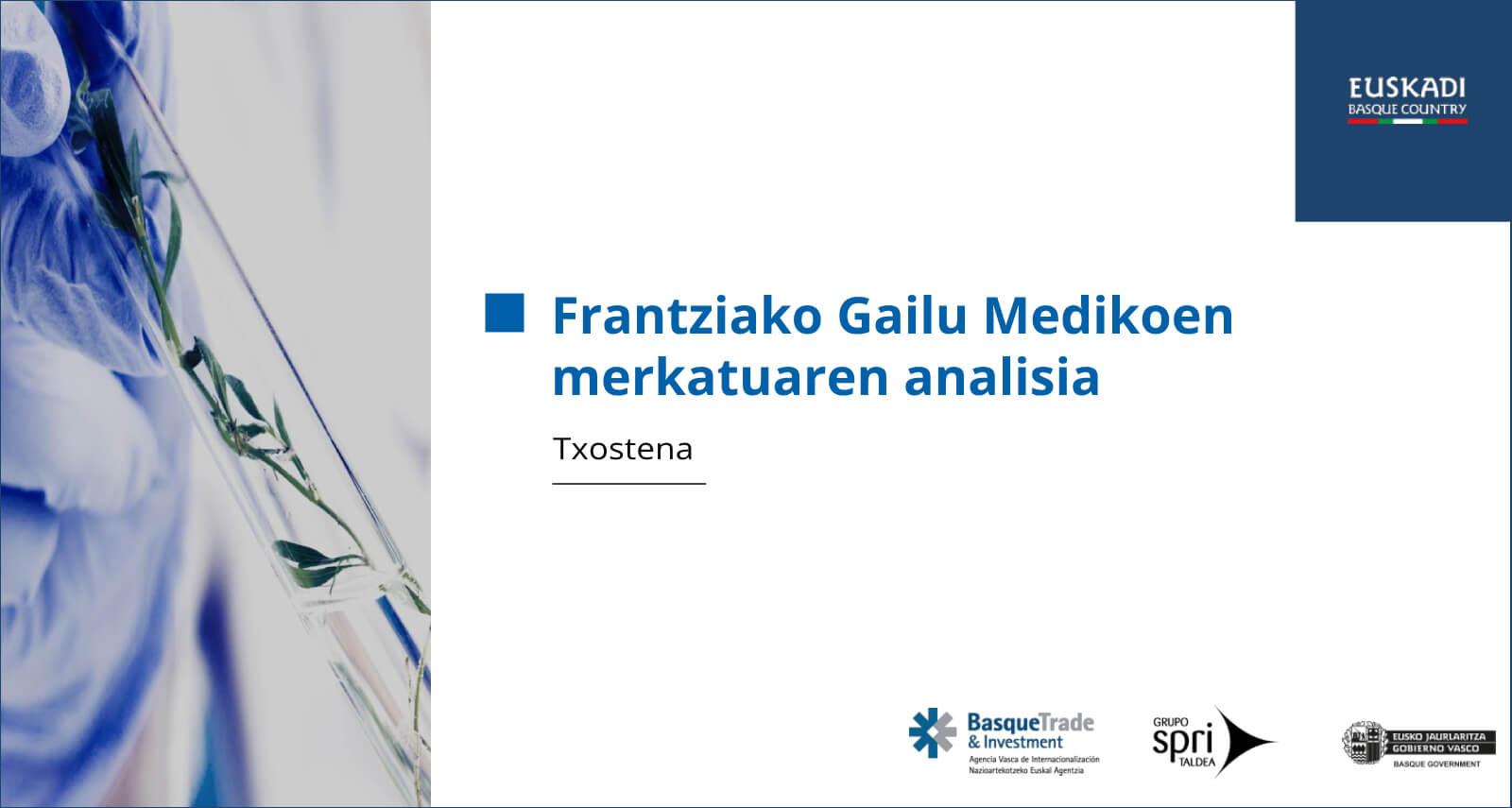 Frantziako gailu medikoen merkatuaren azterketa txostenaren azal irudia.