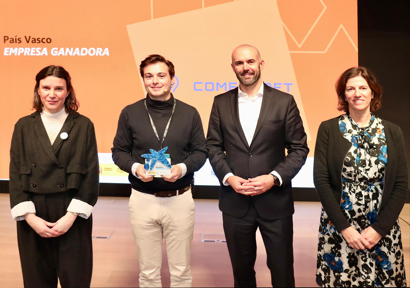 Carolina Rodrígue, ENISA; José Manuel García, ComexSoft;  Lander Rubio, de CaixaBank; Ane Miren de Ariño, Eusko Jaurlatitza - Gobierno Vasco.